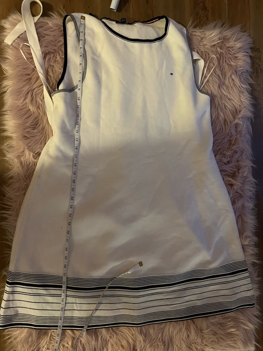 Tommy Hilfiger Cream Midi Dress with Navy Trim XXL - Picture 9 of 10